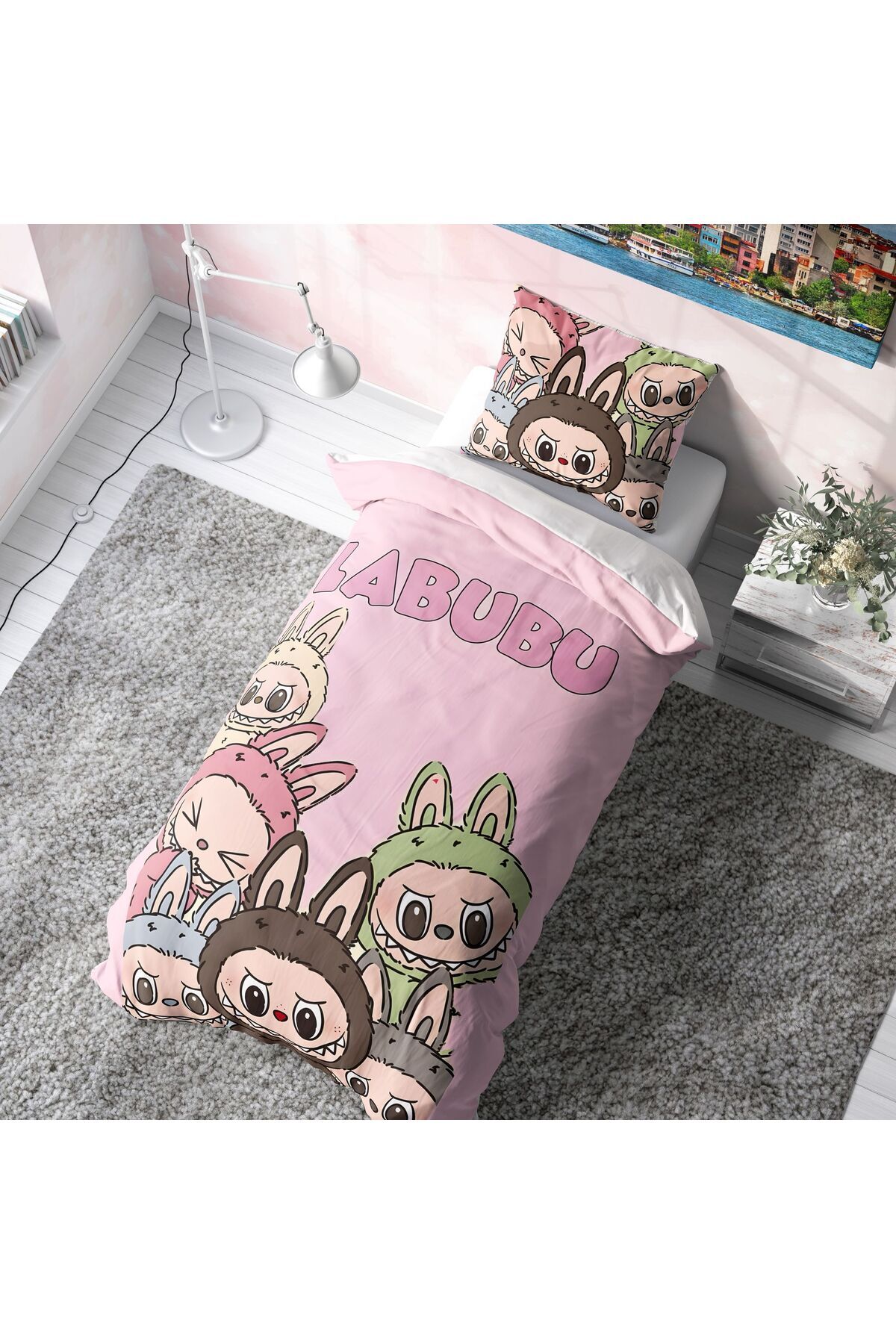 Labubu Çocuk Yatak Nevresim Takımı Pembe