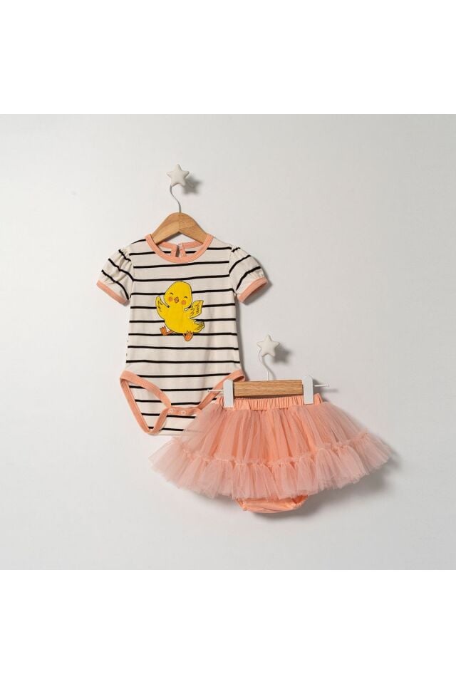 Tütü Etekli Kız Bebek İkili Takım