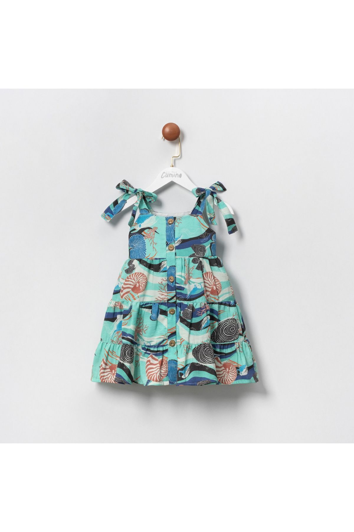 Deniz Temalı Yeşil Elbise