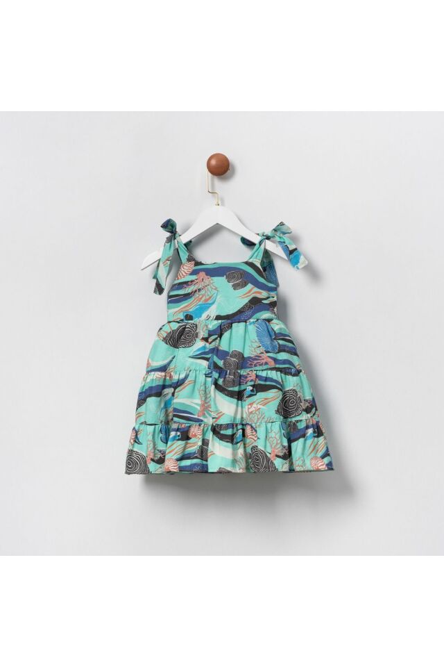 Deniz Temalı Yeşil Elbise