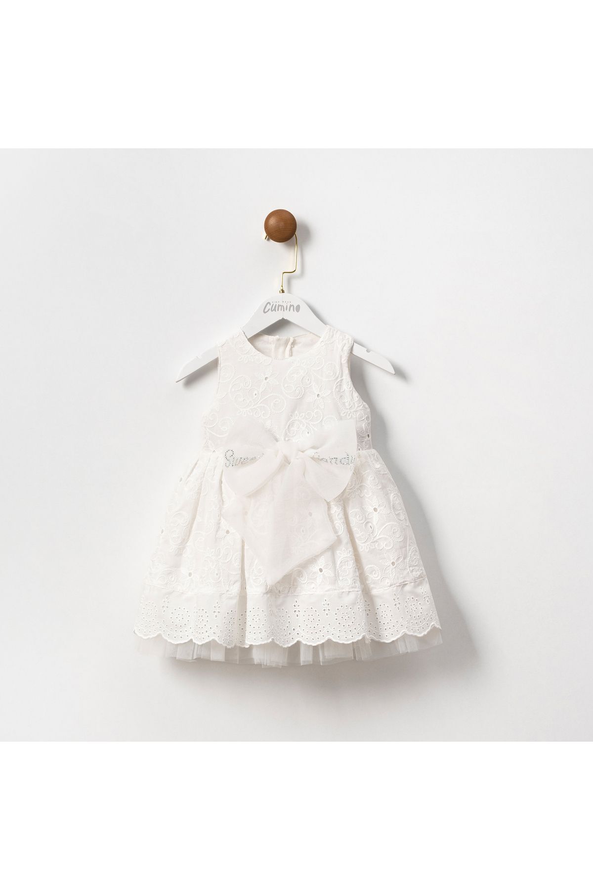 Yanea Beyaz Fistolu Kız Çocuk Elbise