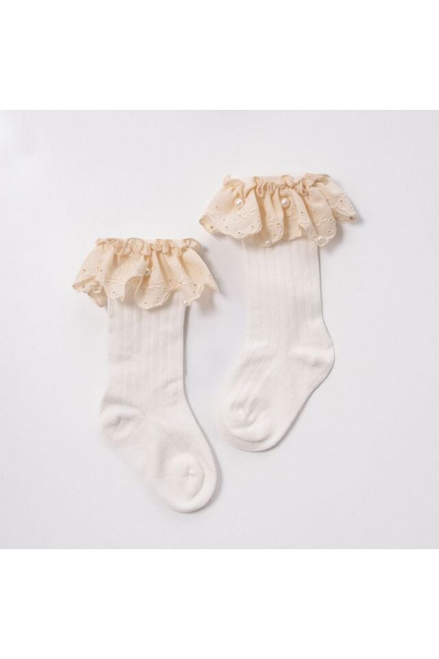 Fistolu İnci Detaylı Çorap