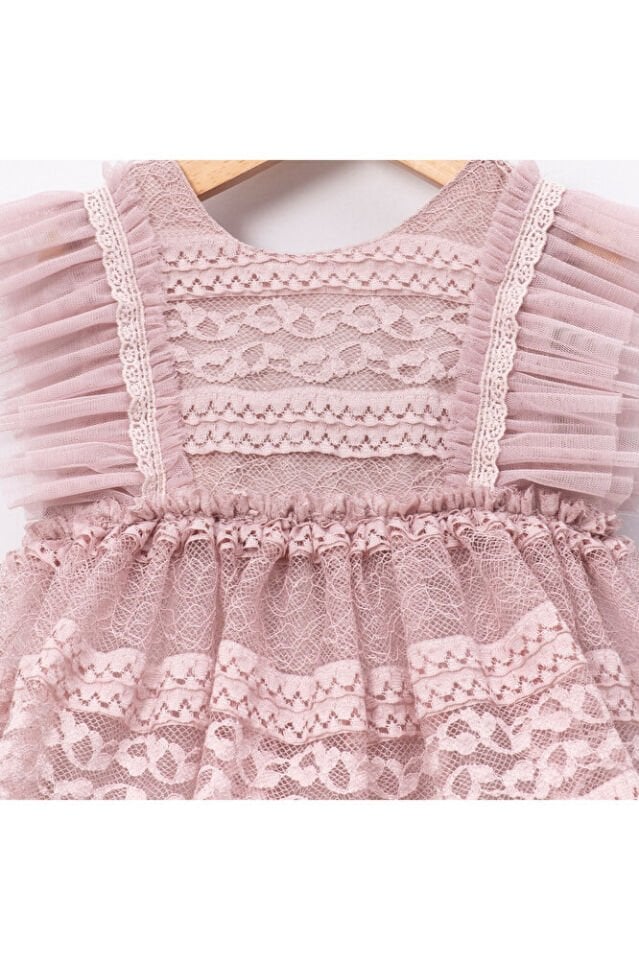 Miami Dantelli Kız Bebek Romper