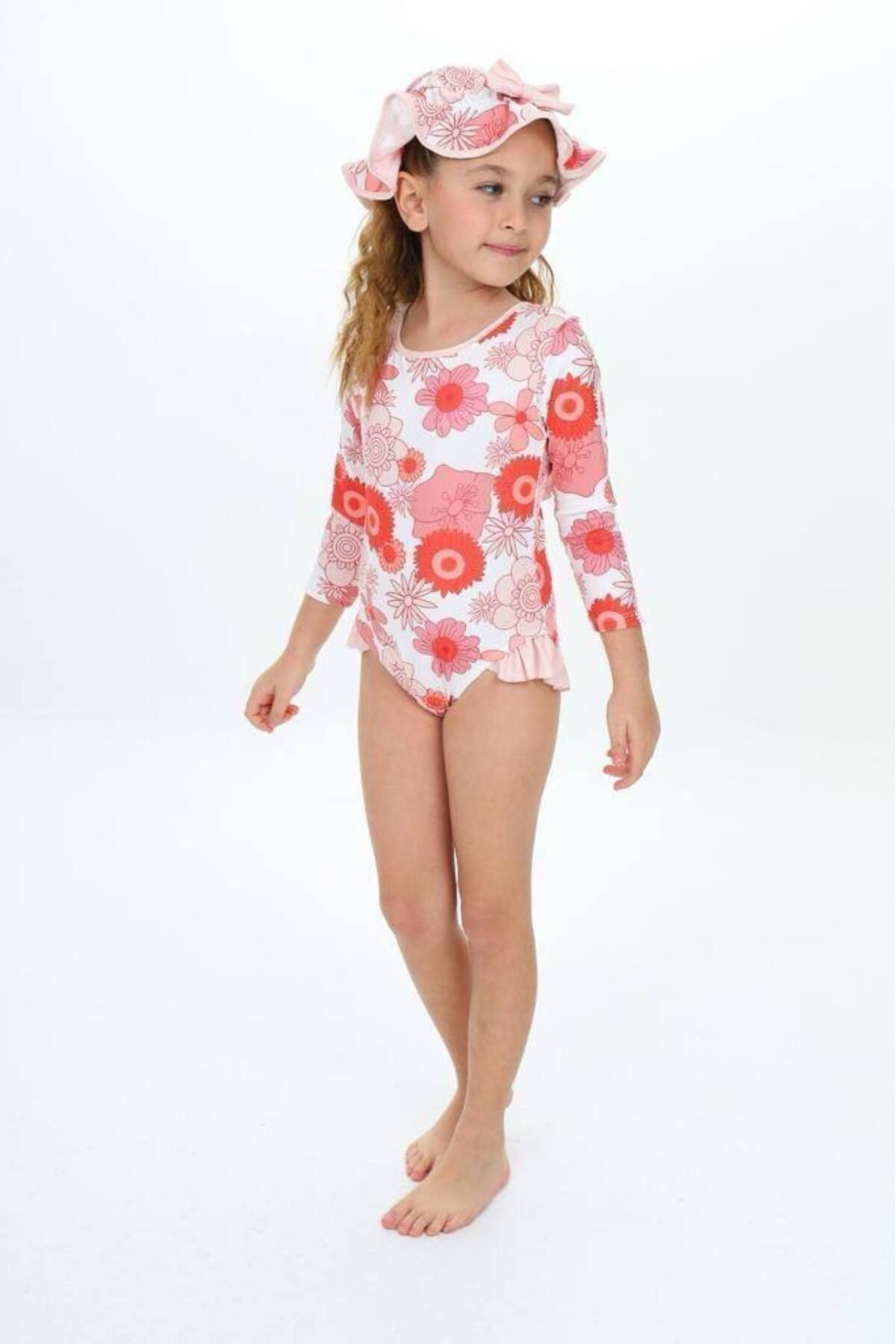 Fırfırlı Şapka Aksesuarlı Mayo