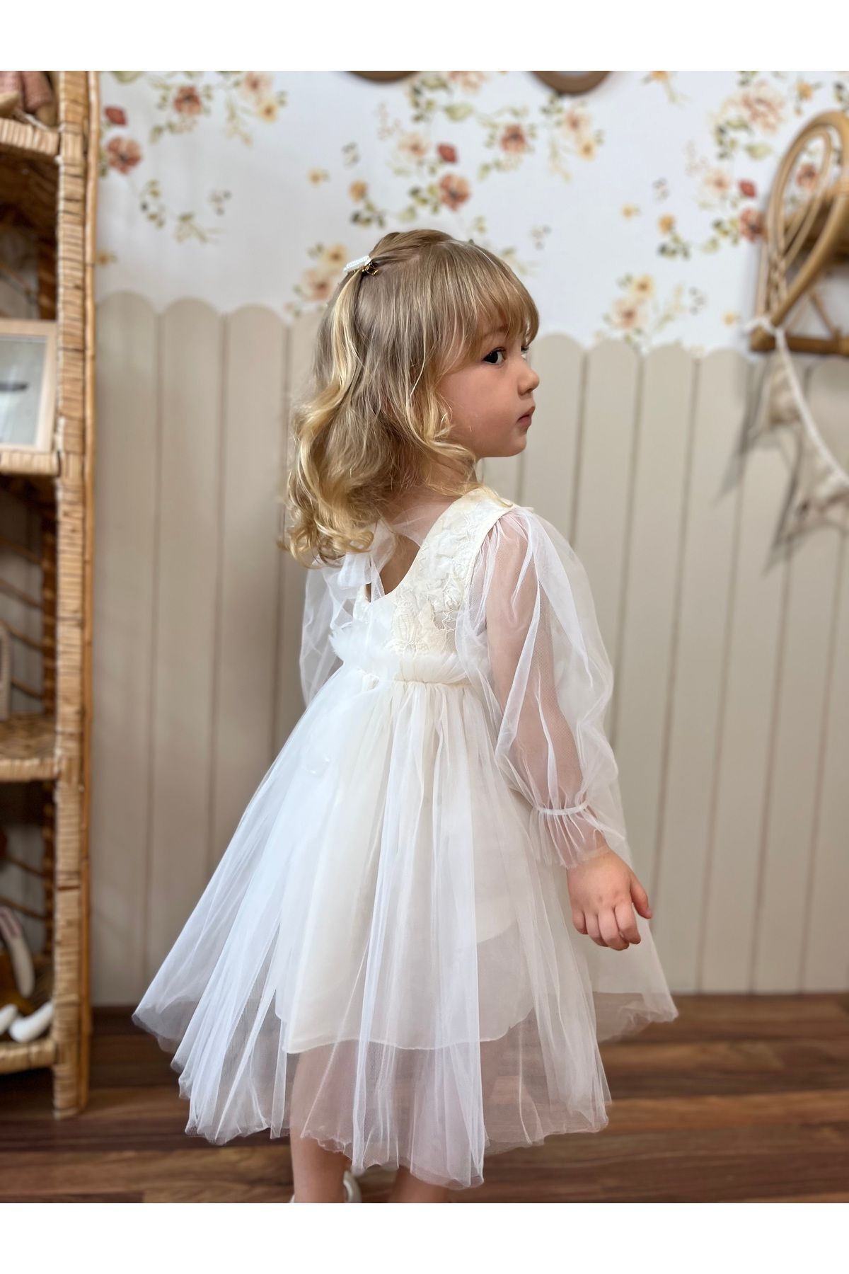 White Flower Kız Çocuk Elbise