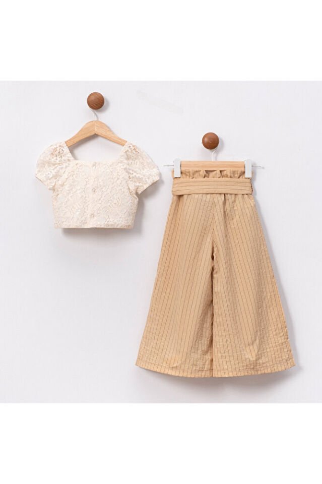 Melly Crop Bluz Ve Pantolonlu İkili Kız Takım