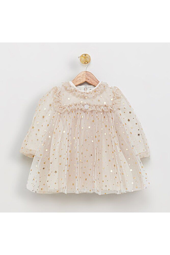 Shine Star Bebek Ekru Elbise