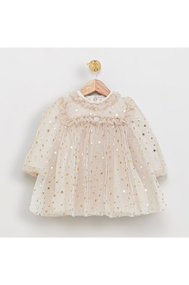 Shine Star Bebek Ekru Elbise