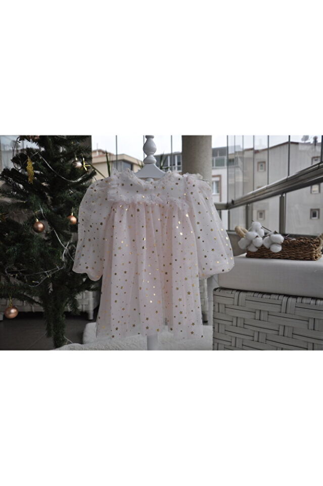 Shine Star Bebek Ekru Elbise