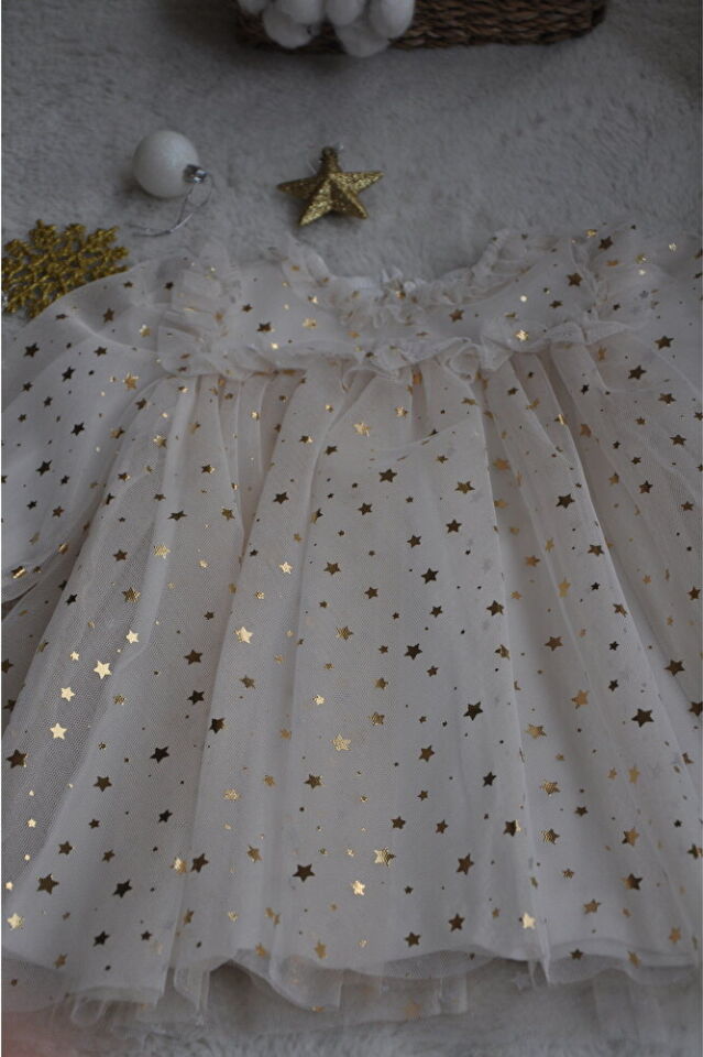 Shine Star Bebek Ekru Elbise