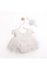 Bonita Dantelli Arkası Fiyonklu Kız Bebek Romper