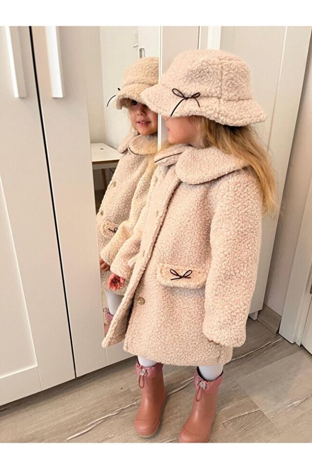 Cute Kız Çocuk Şapkalı Kaban