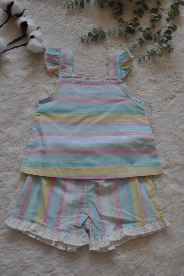 Rainbow Kız Bebek Şortlu Takım
