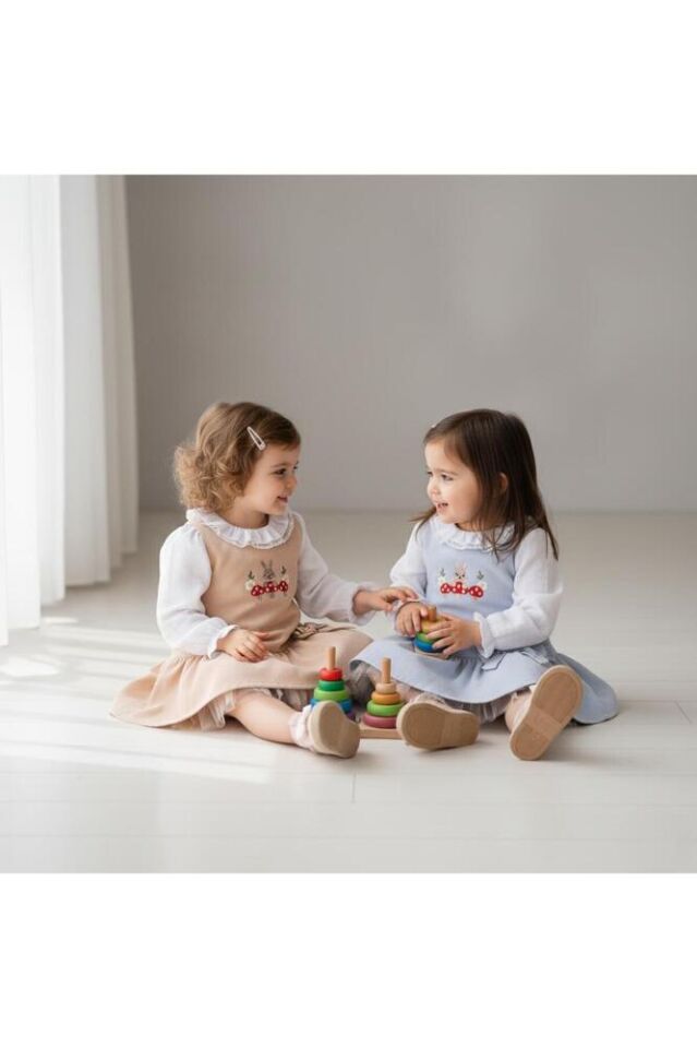 Rabit Nakışlı Kız Bebek Gömlekli Jile Takım 6-9 Ay