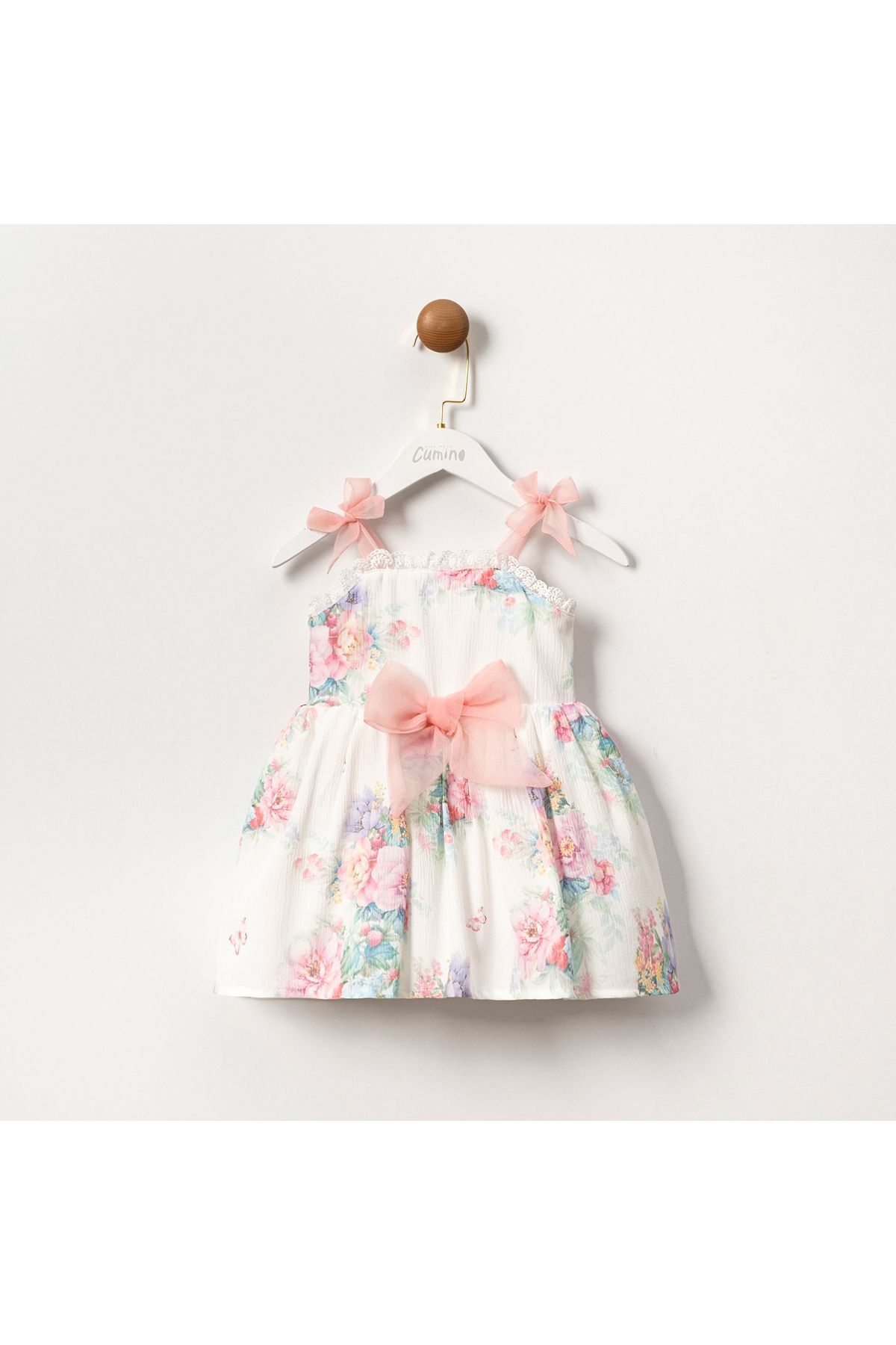 Amelie Askılı Fiyonklu Kız Çocuk Elbise