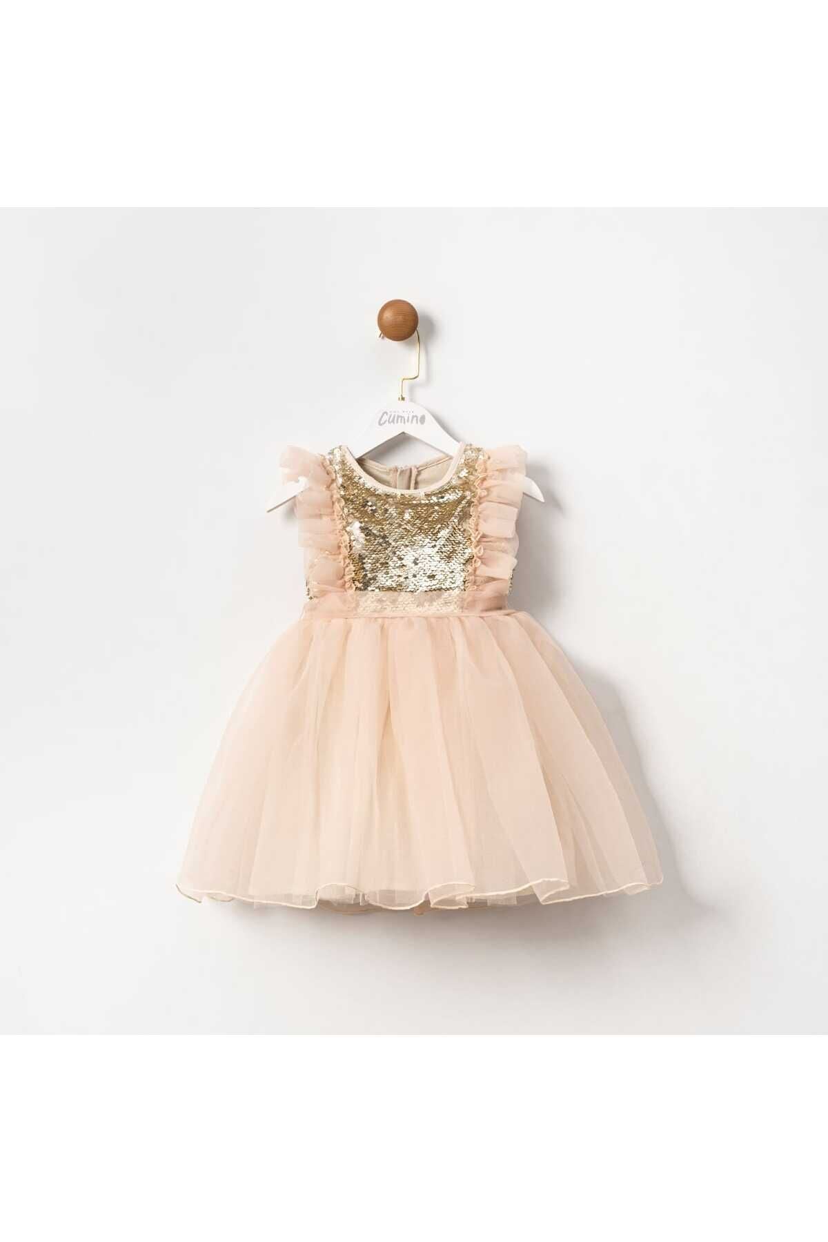 Dream Kız Çocuk Payetli Pembe Şifon Elbise Gold - 2 Yaş