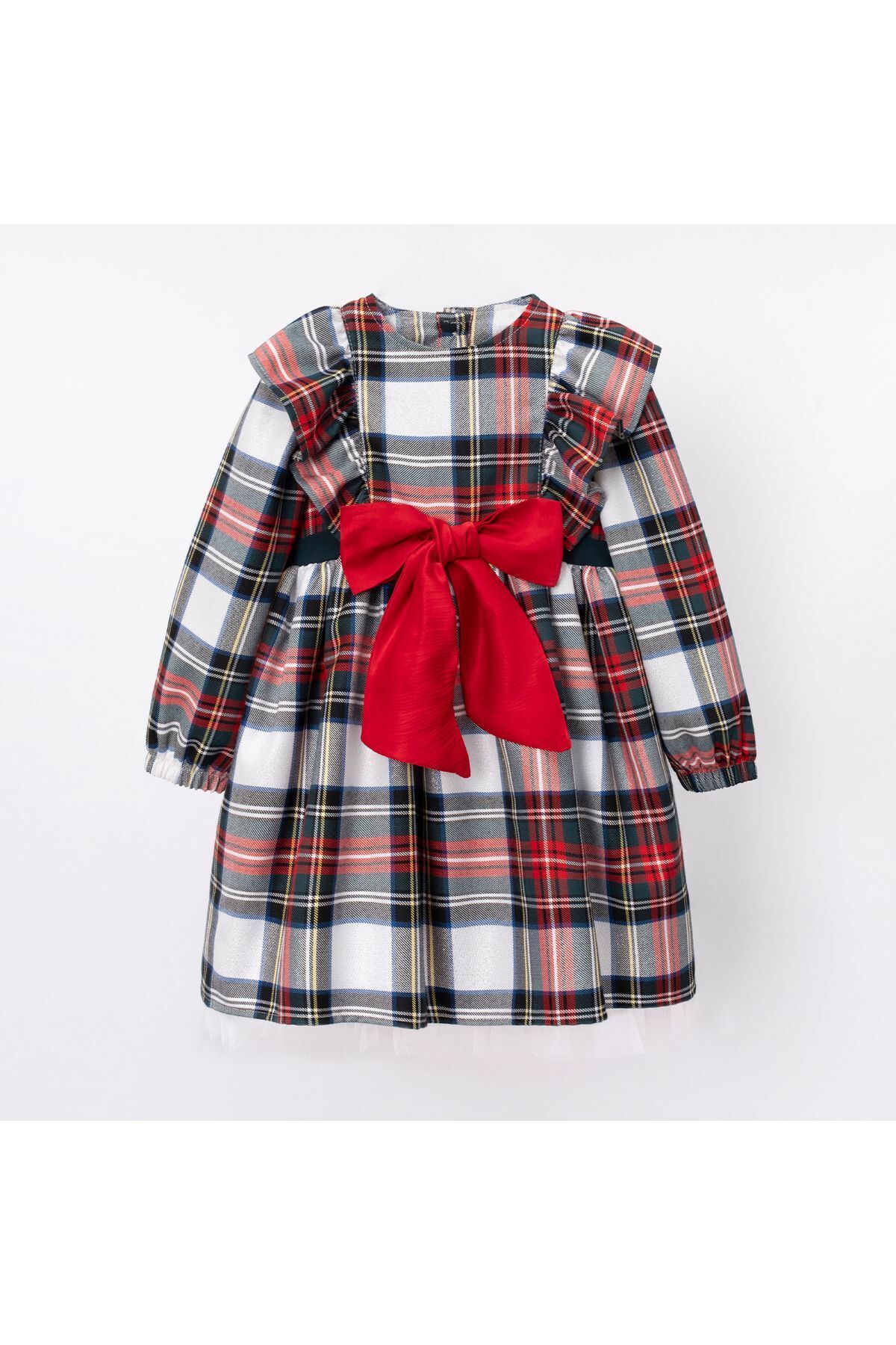 Cindy Ekoseli Kız Bebek Elbise