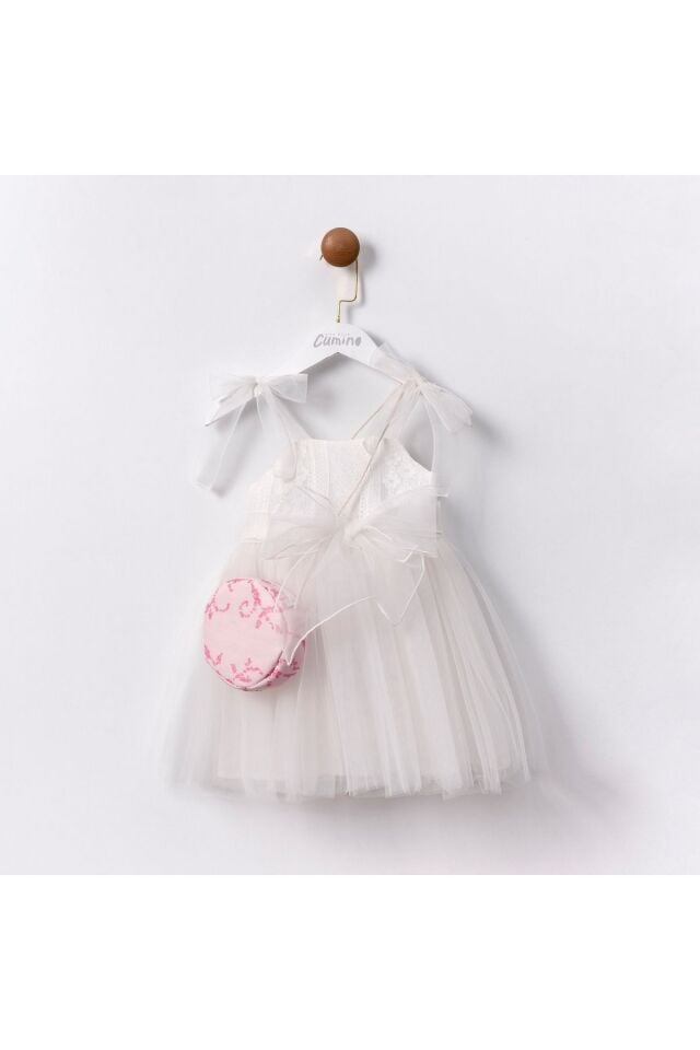 Rozalie Fiyonk Detaylı Askılı Çanta Aksesuarlı Kız Çocuk Elbise