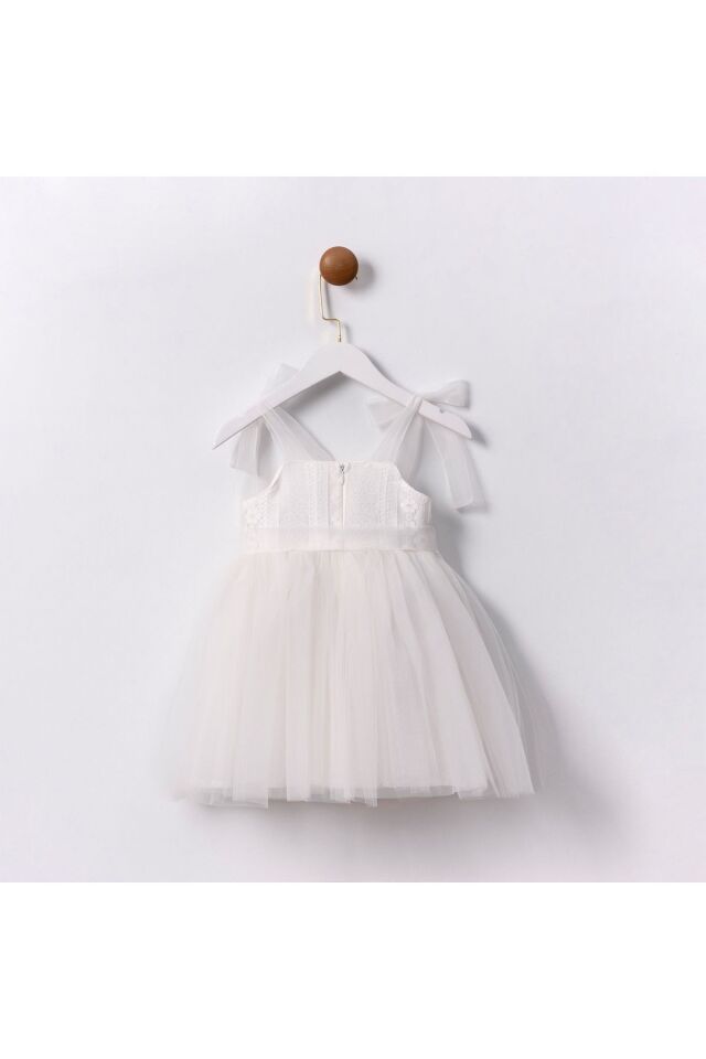 Rozalie Fiyonk Detaylı Askılı Çanta Aksesuarlı Kız Çocuk Elbise