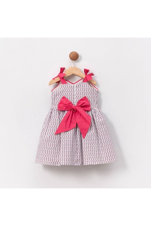 Kembırly Fiyonk Askılı Kız Elbise