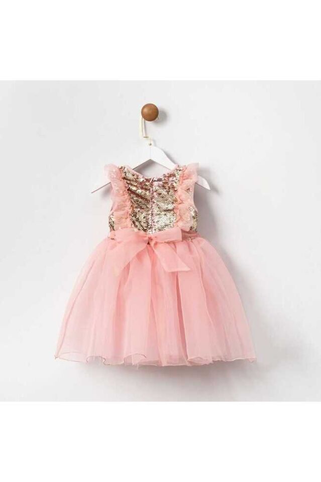 Dream Kız Çocuk Payetli Pembe Şifon Elbise 3 Yaş
