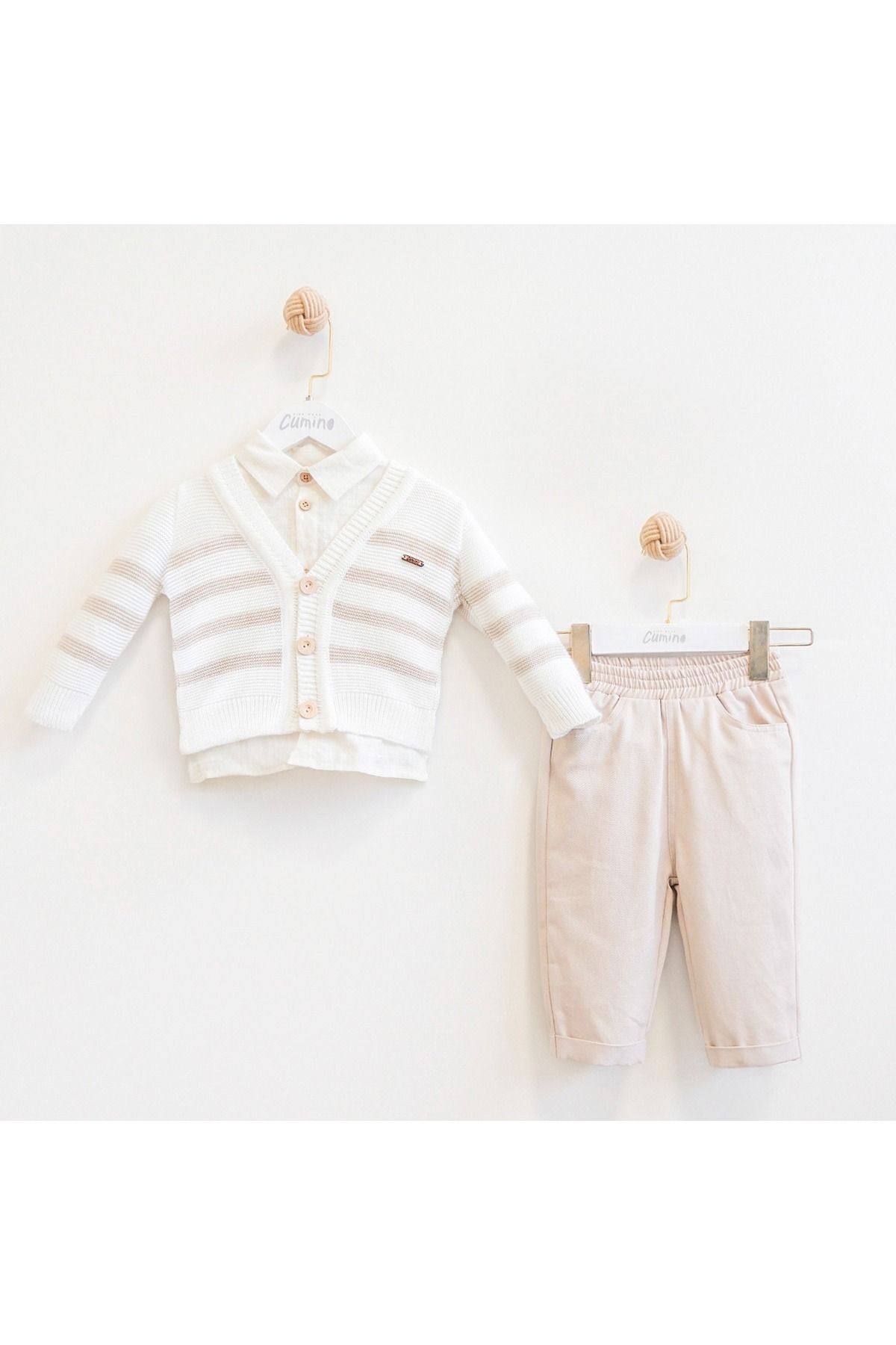 Michelangelo Pantolon, Hırka Ve Gömlekli 3'lü Erkek Bebek Takım