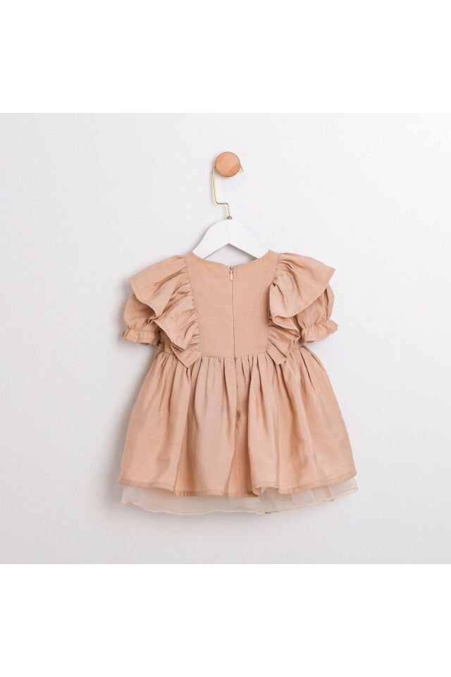 Linda Balon Kollu Nakışlı Kız Bebek Elbise