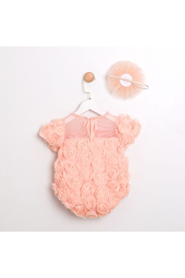 Rosa Saç Aksesuarlı Kız Bebek Tulum