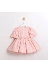 May Yakası Fiyonk Detaylı Çanta Aksesuarlı Kız Çocuk Elbise