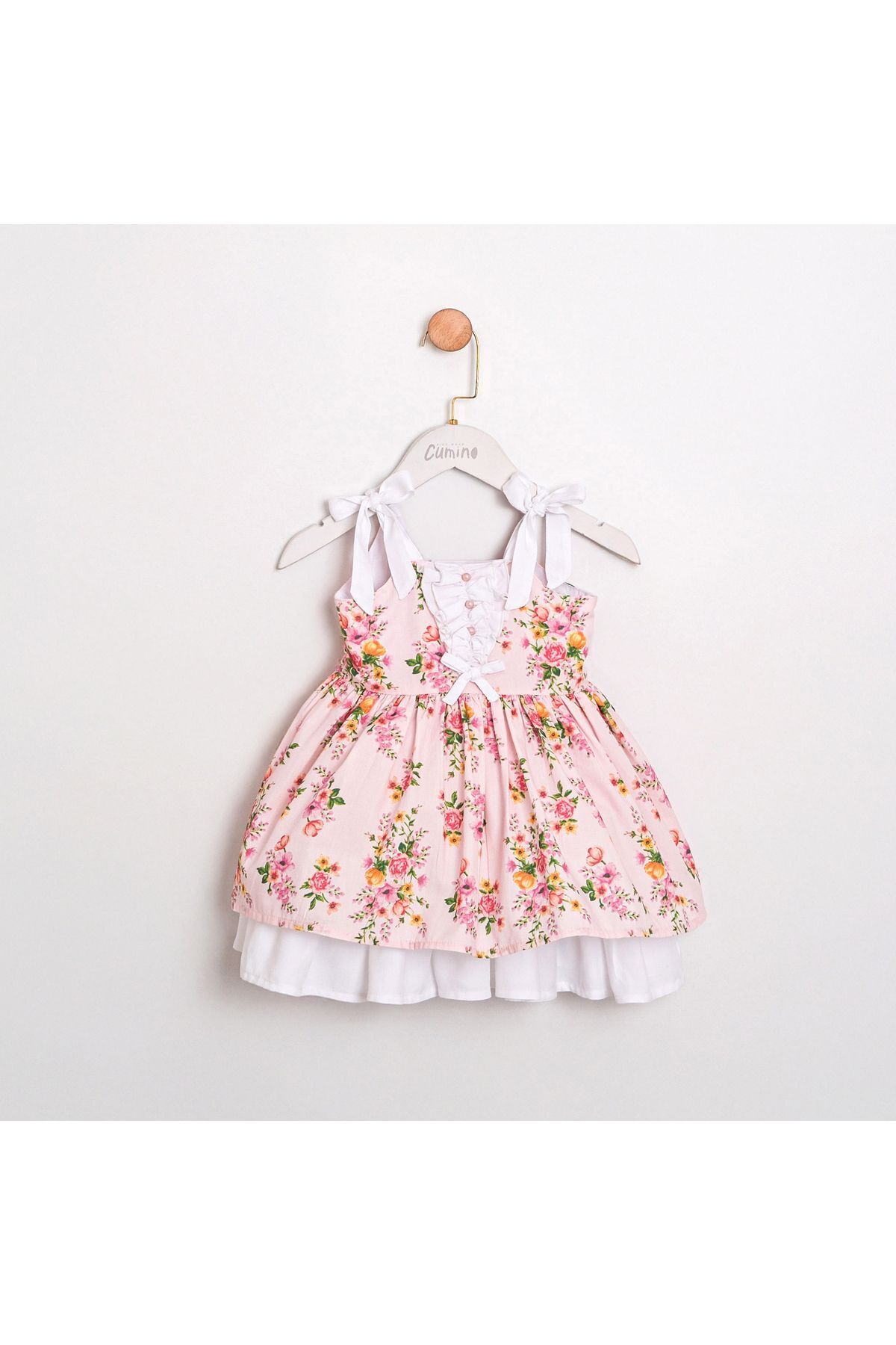 June Askılı Çiçek Desenli Kız Çocuk Elbise