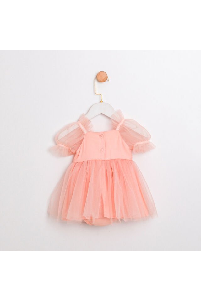 Berry Pul Payetli Kız Bebek Romper Somon - 12-18 Ay