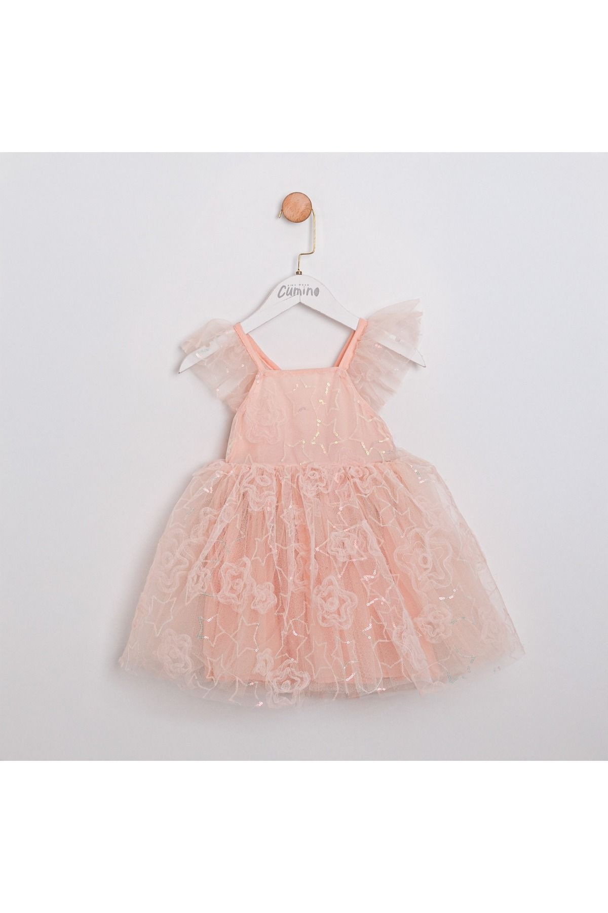 Party Dream Kız Çocuk Elbise Pudra - 5 Yaş