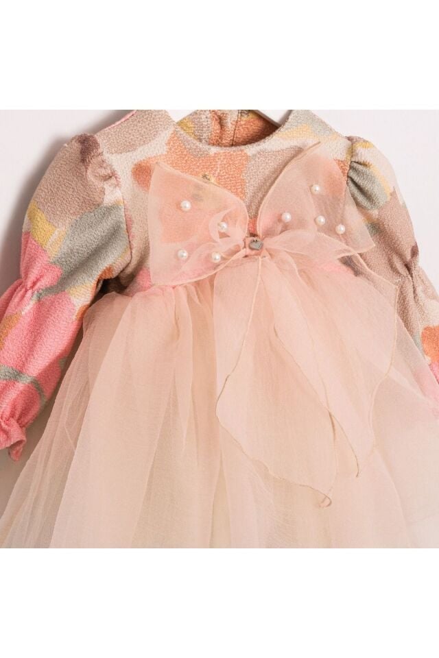 Vanesa Önü Fiyonklu Tütülü Kız Bebek Elbise