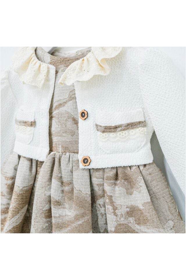 Milano Bolerolu Fırfır yakalı Kız Bebek Elbise