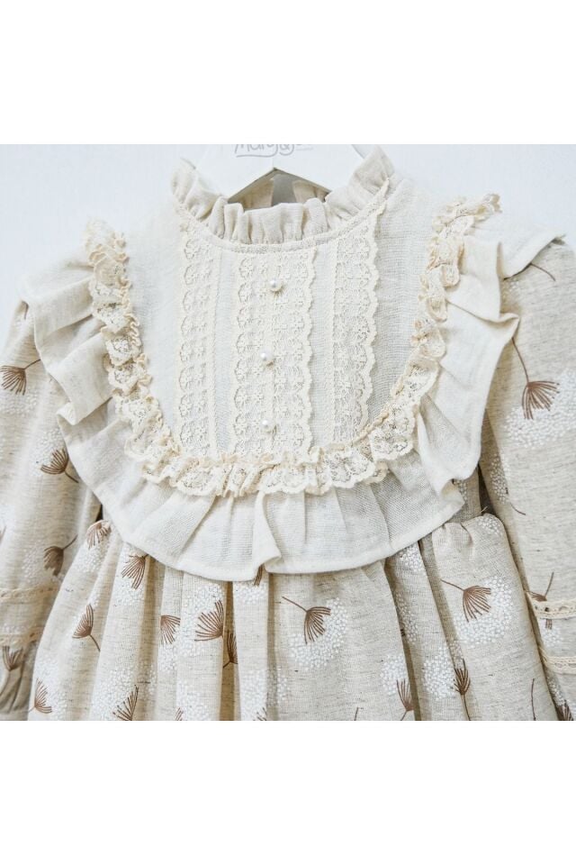 Pure Beauti Fırfır ve Dantel Yaka Kız Çocuk Elbise