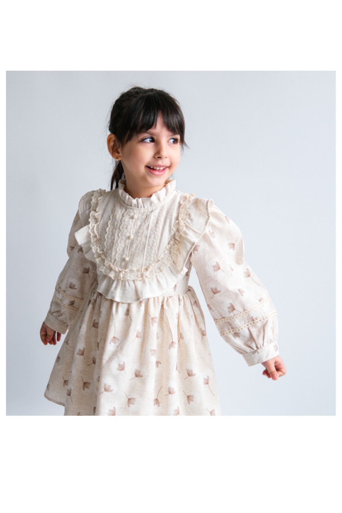 Pure Beauti Fırfır ve Dantel Yaka Kız Çocuk Elbise