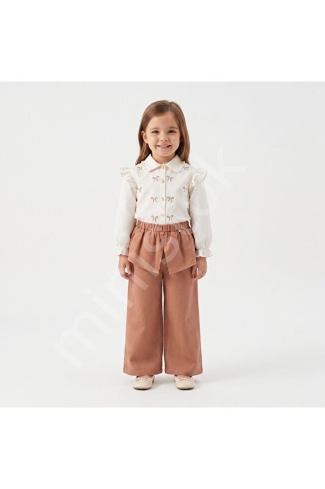 Miss Ladies Fiyonk Nakışlu Gömlek pantolon 2 li takım
