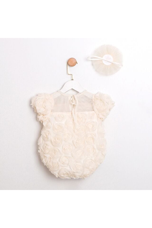 Rosa Saç Aksesuarlı Kız Bebek Tulum