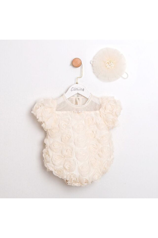 Rosa Saç Aksesuarlı Kız Bebek Tulum