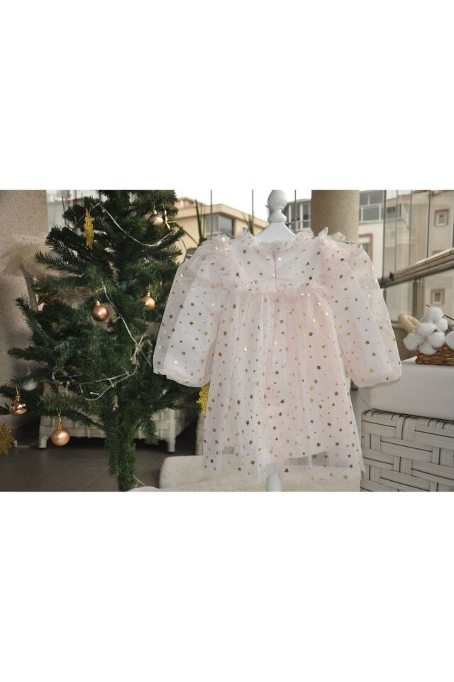 Shine Star Altın Yaldız Varaklı Pembe Elbise