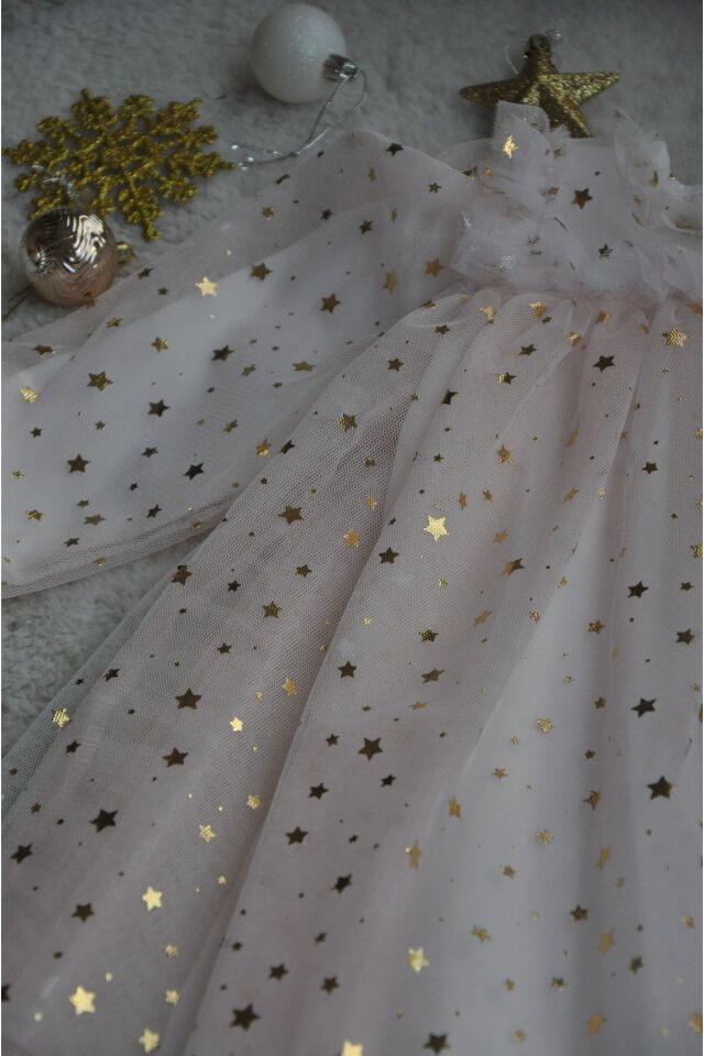 Shine Star Altın Yaldız Varaklı Pembe Elbise