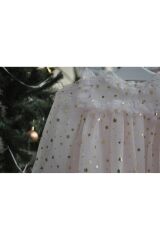 Shine Star Altın Yaldız Varaklı Pembe Elbise