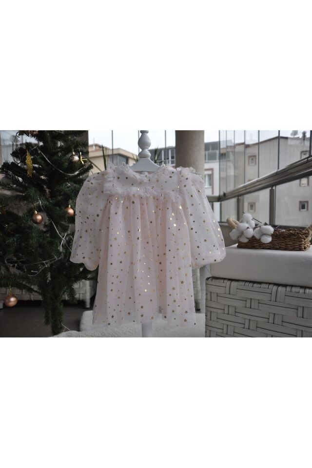 Shine Star Altın Yaldız Varaklı Pembe Elbise