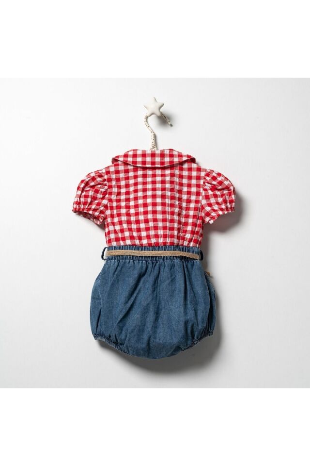 Kırmızı Pötikareli Kız Bebek Tulum