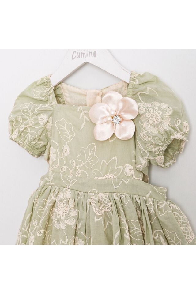 Anabel Su Yeşili Cut Out Detaylı Kız Çocuk Elbise