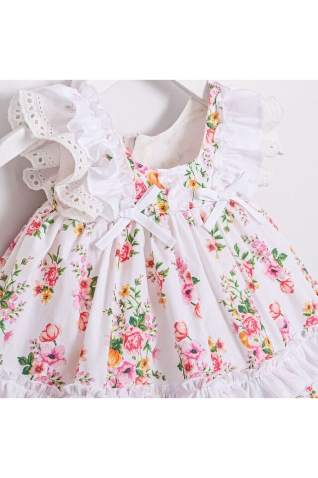 Flower Dream Kız Bebek Elbise Beyaz - 9 - 12 Ay