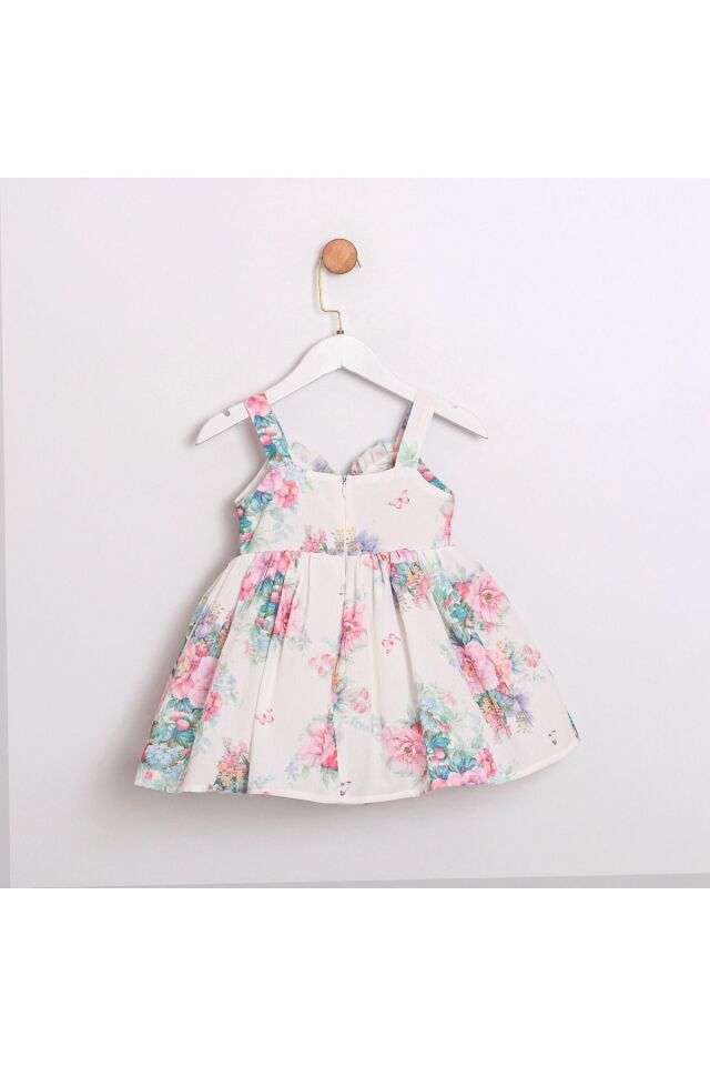 April Çiçek Desenli Cut Out Detaylı Çanta Aksesuarlı Kız Çocuk Elbise Pembe - 2 Yaş