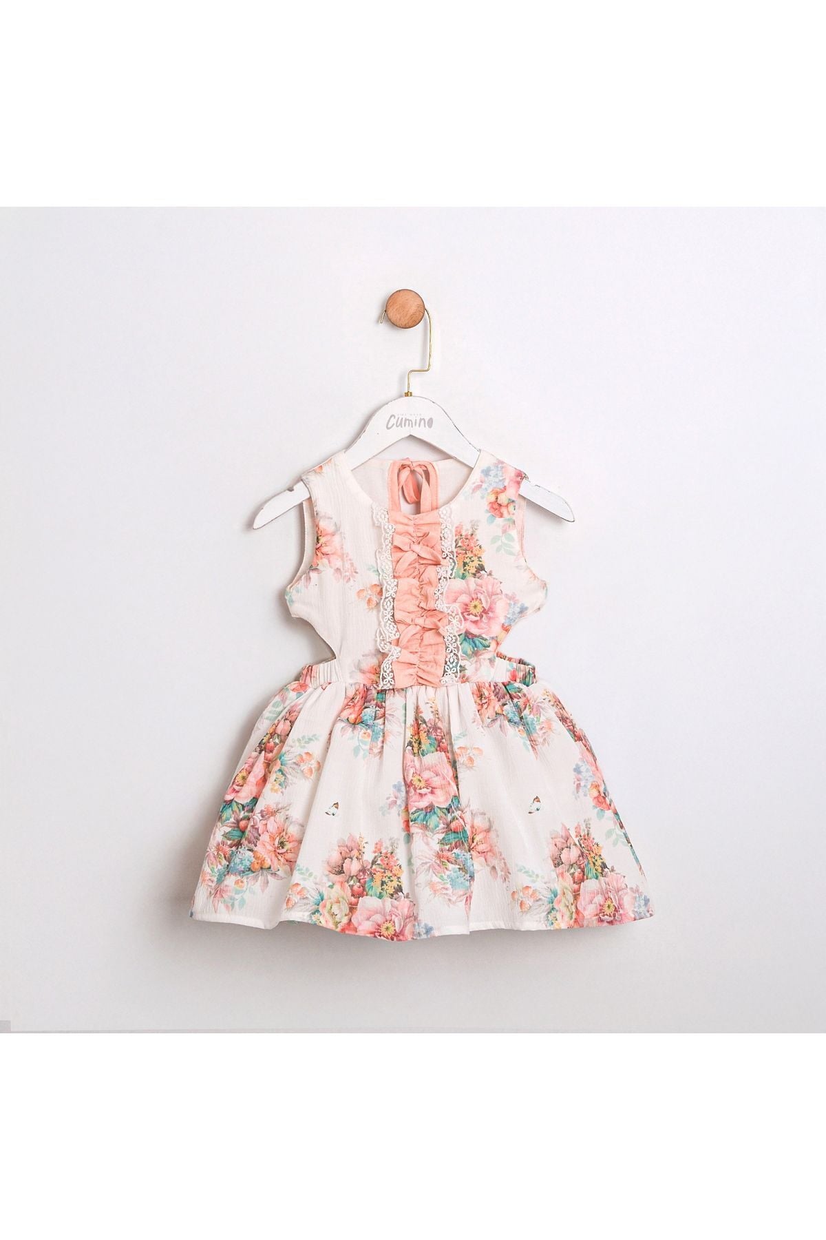 July Cut Out Detaylı Kız Çocuk Elbise Somon - 4 Yaş