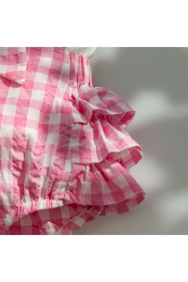 Pötikareli Pembe Kız Bebek Romper Pembe - 12-18 Ay