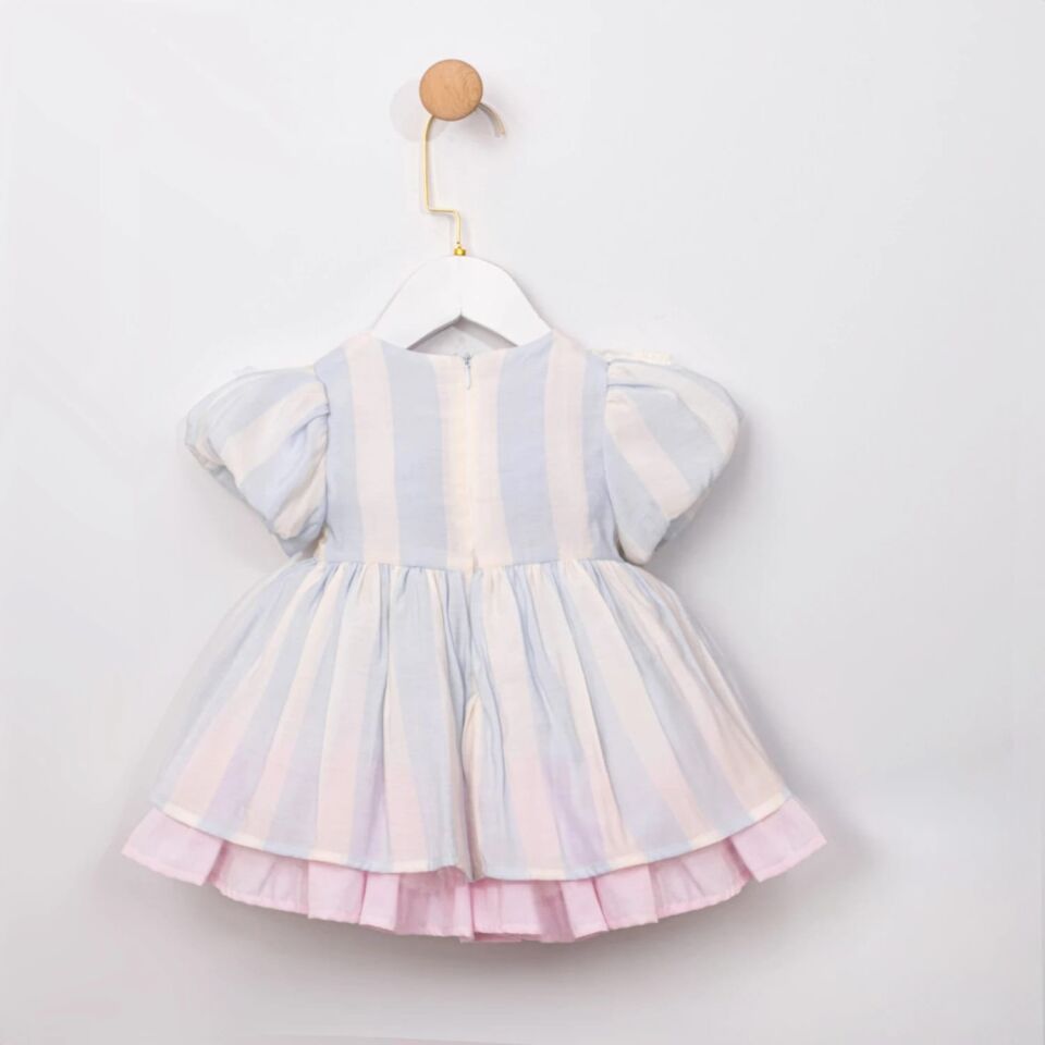 Carousel Nakış Detaylı Kız Bebek Elbise